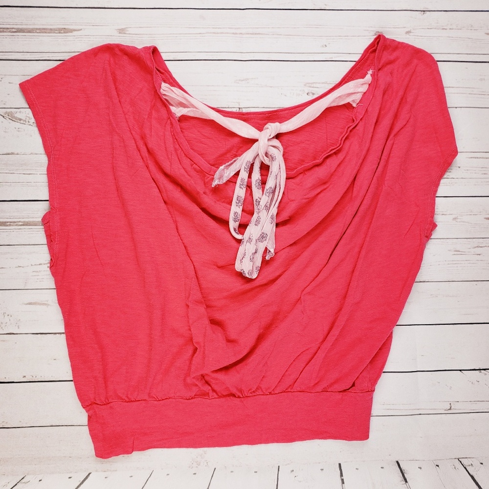 American Eagle Pink Tie Back Cropped Top Medium